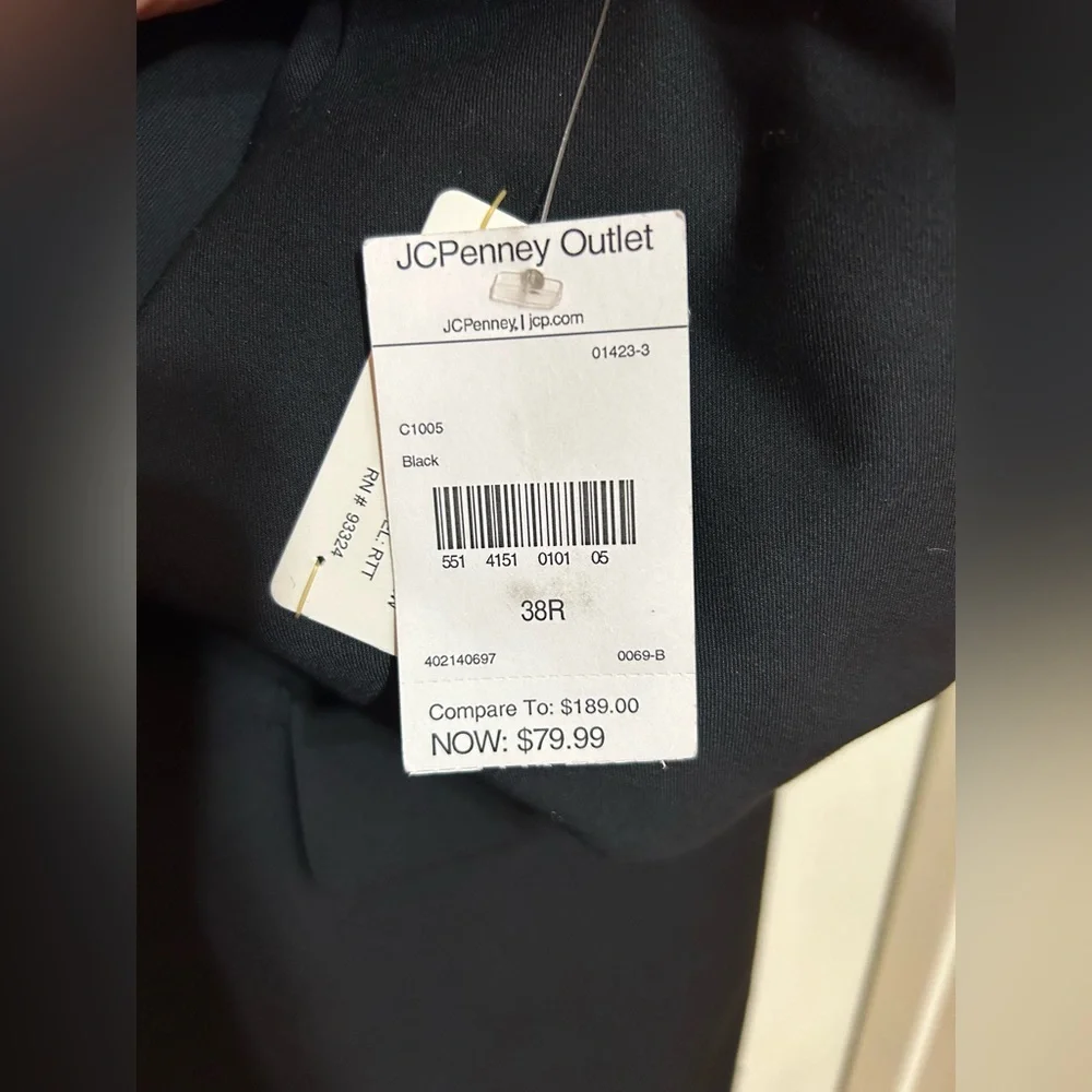 NWT slim black suit jacket super deluxe size 38R